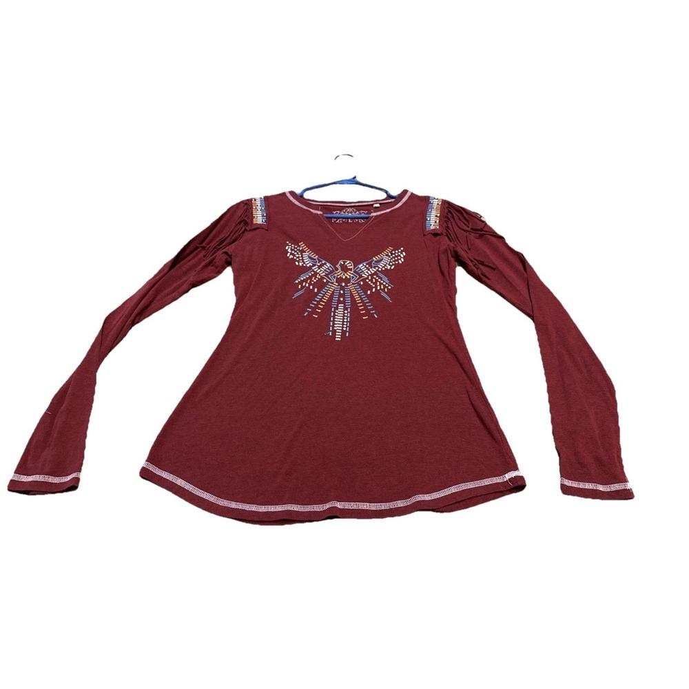 Panhandle Slim Womens Long Sleeve Fringe Sz Large Cotton‎ Blend Red-ish Shirt